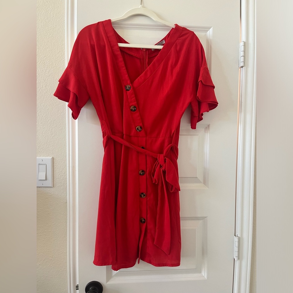 Red Button-up Dress